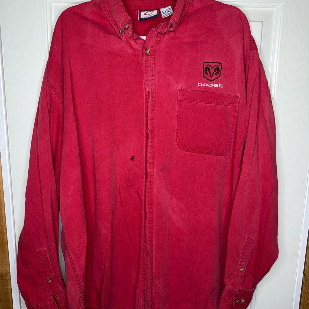 Vintage Men’s Button Up Dodge Ram Shirt Red Size 2XL Embroidered Logo